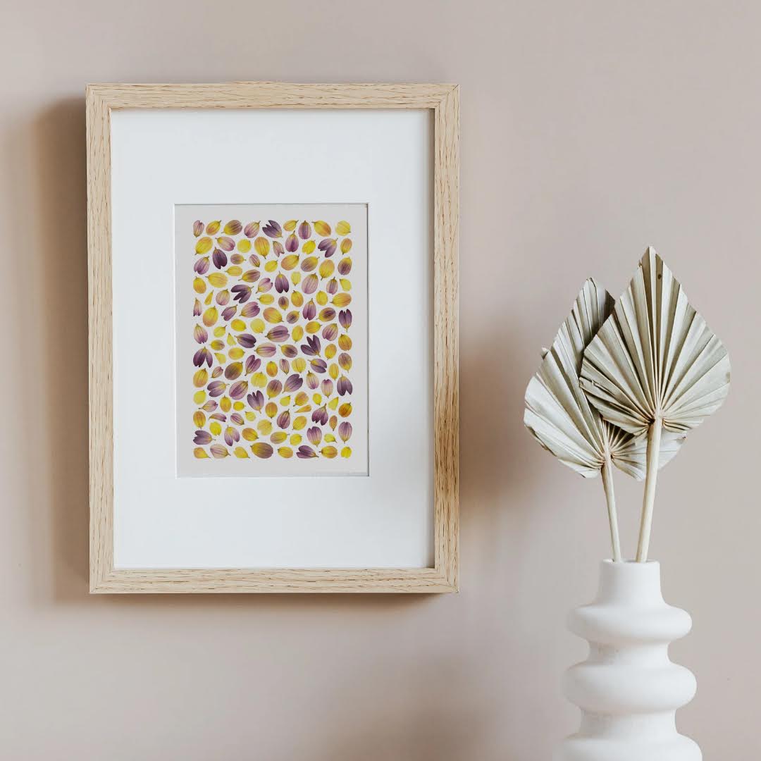 Pressed Flower Art Print - Dahlia Petals -