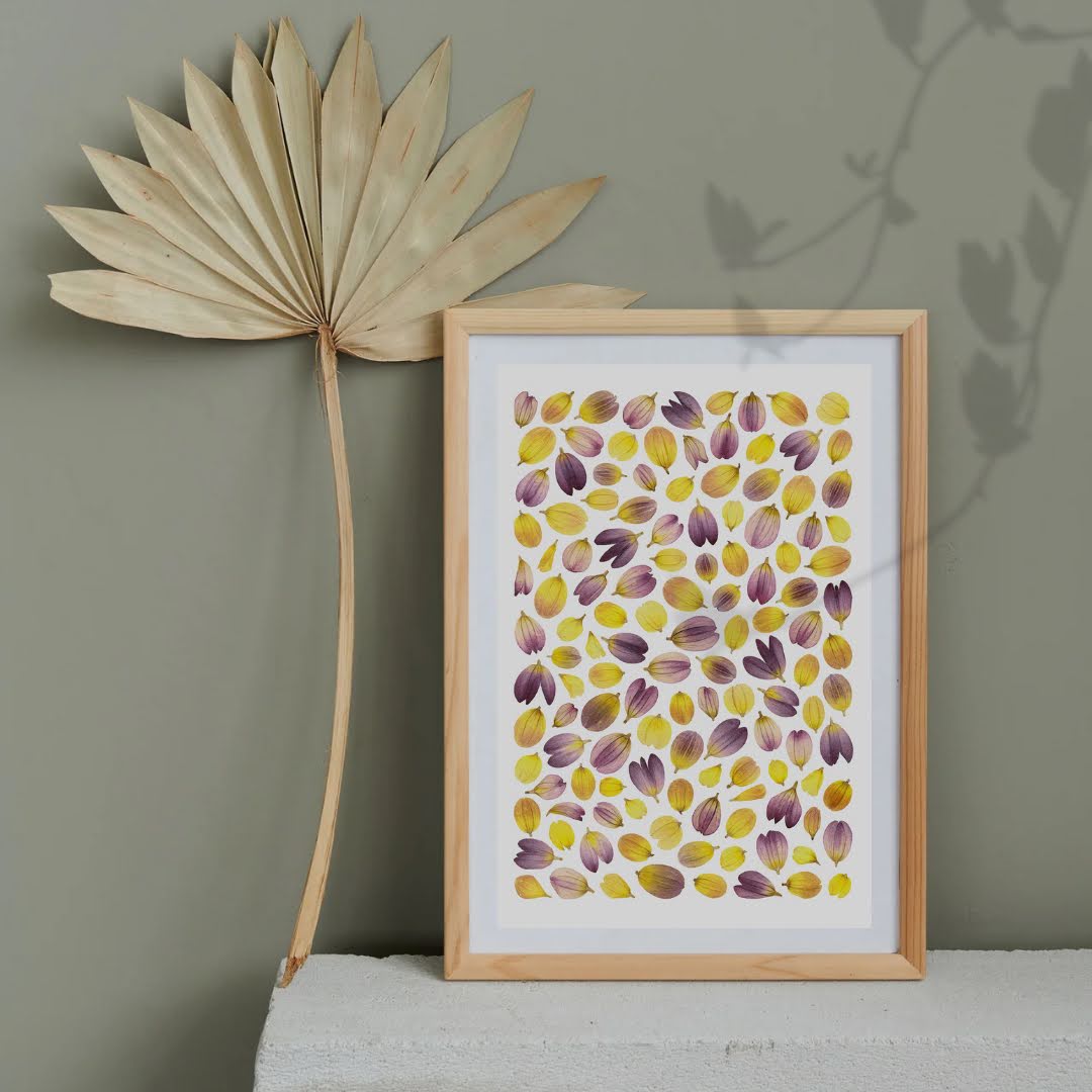 Pressed Flower Art Print - Dahlia Petals -