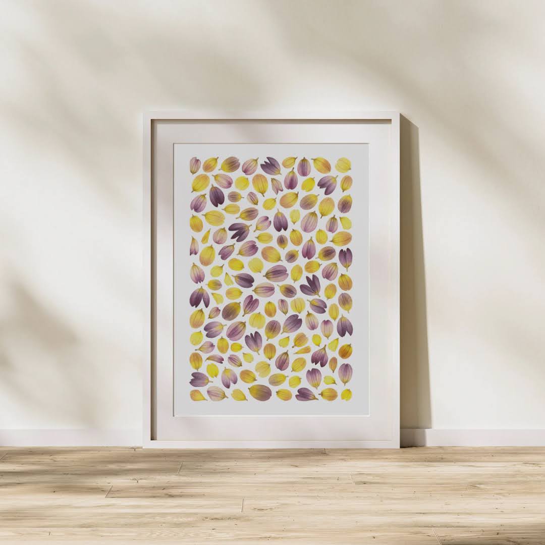Pressed Flower Art Print - Dahlia Petals -