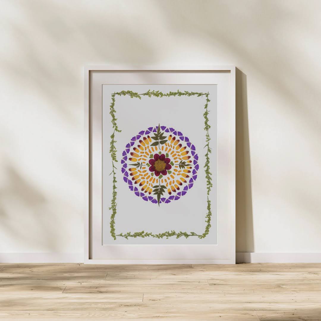 Pressed Flower Art Print - Sun of small petals -