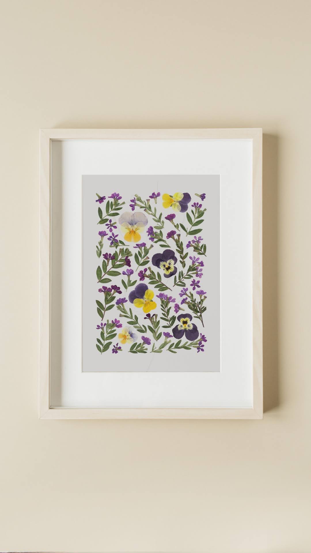 Pressed Flower Art Print - Violet Violas -