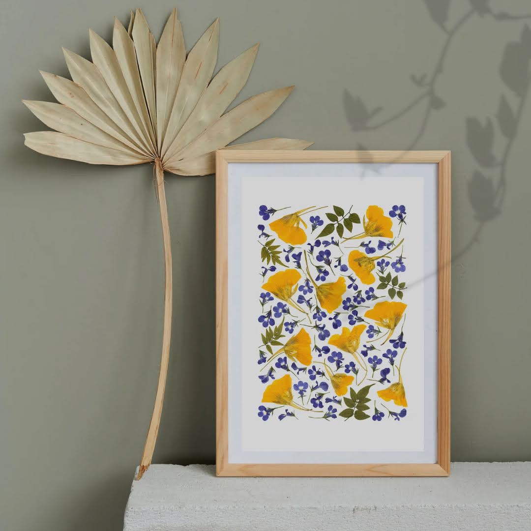 Pressed Flower Art Print - Yummy Salad -