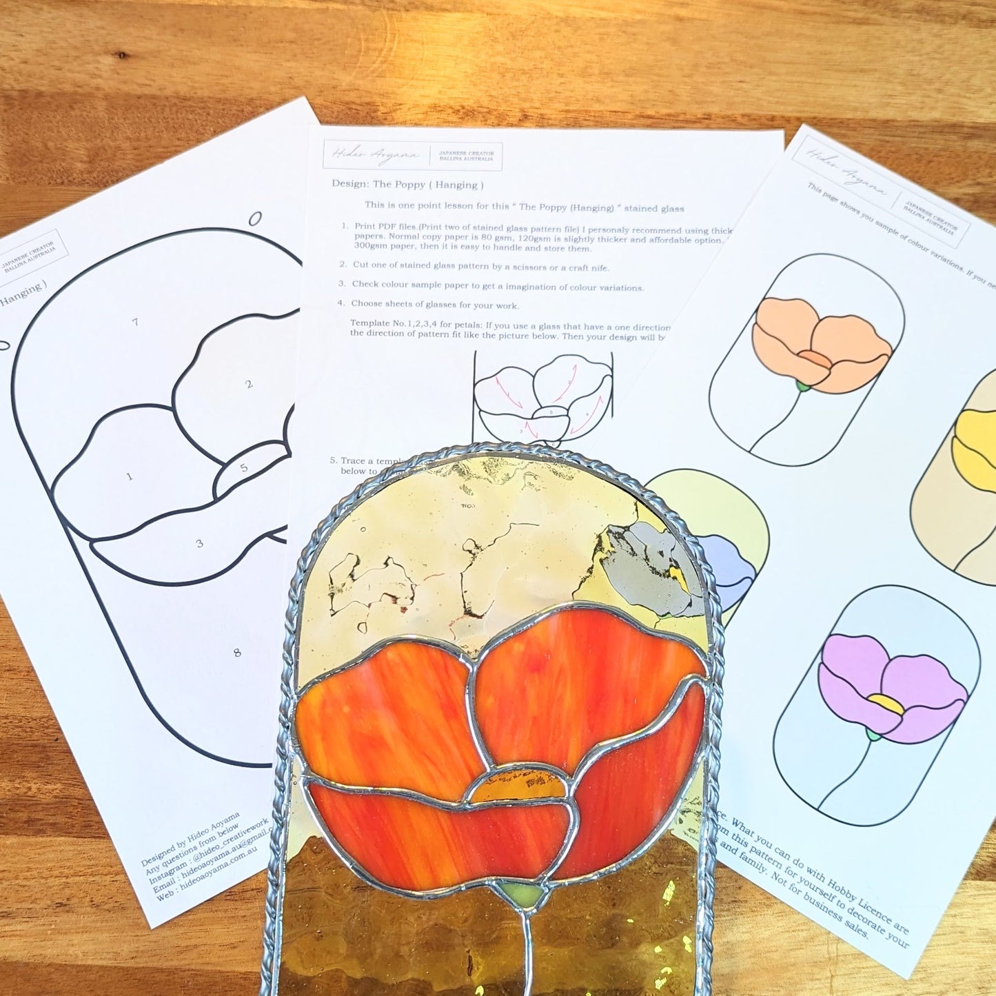 "The Poppy" ( Hanging ) Stained Glass Pattern
