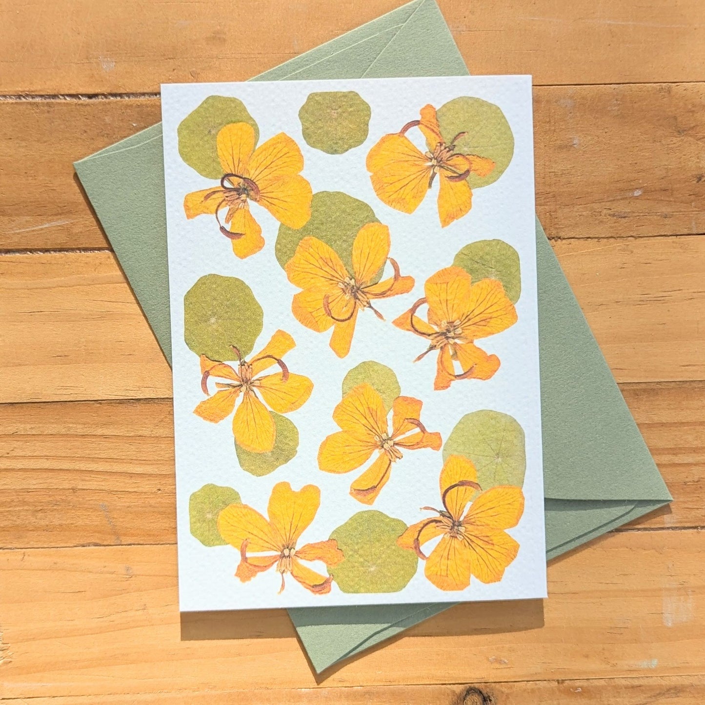 Coffee Senna + Nasturtium Leaf CARD