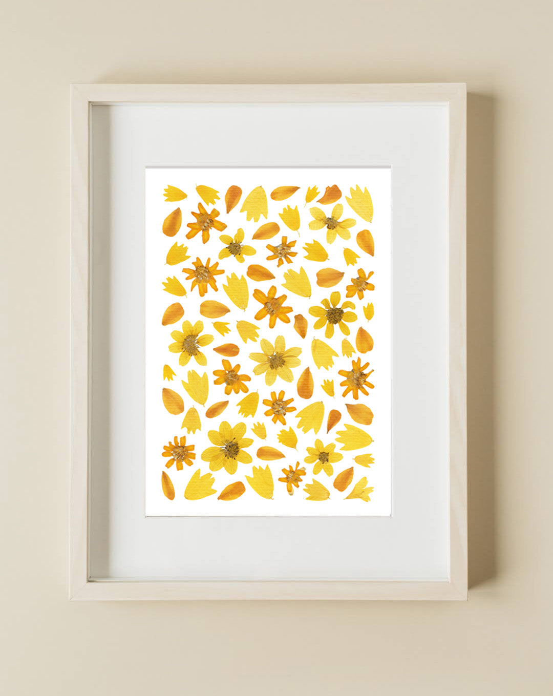 Pressed Flower Art Print  - PRETTY ORANGE PETALS -