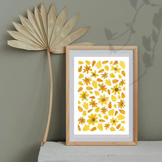 Pressed Flower Art Print  - PRETTY ORANGE PETALS -