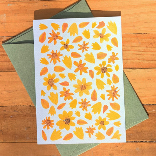 PRETTY ORANGE PETALS CARD