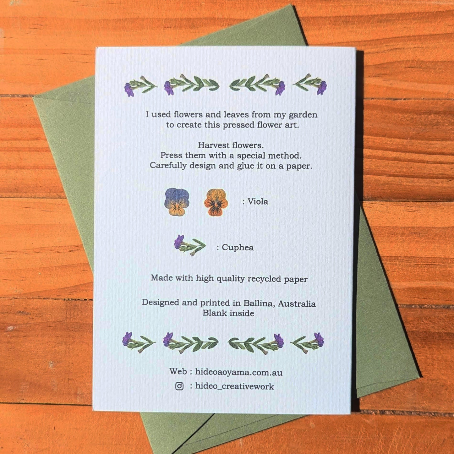 YELLOW VIOLA + CUPHEA CARD