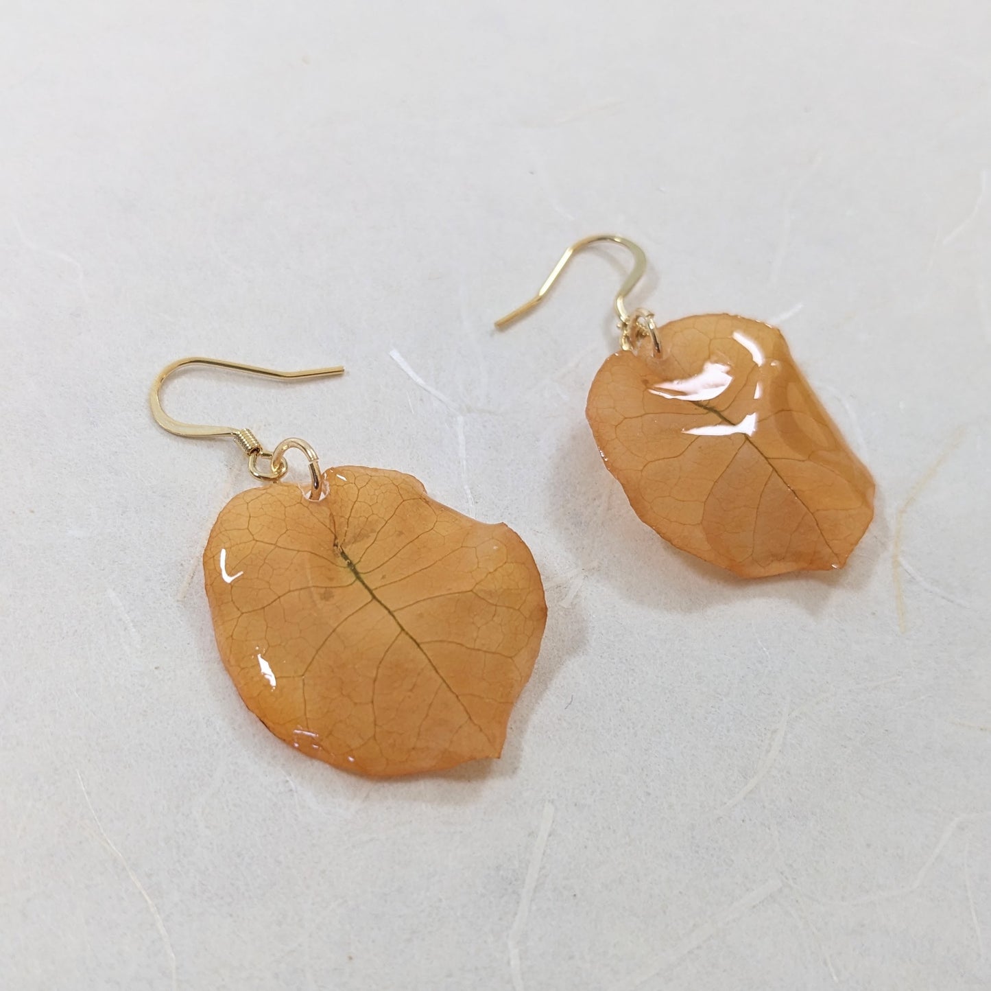 ( Real leaf jewelry ) Yellow Bougainvillea earrings