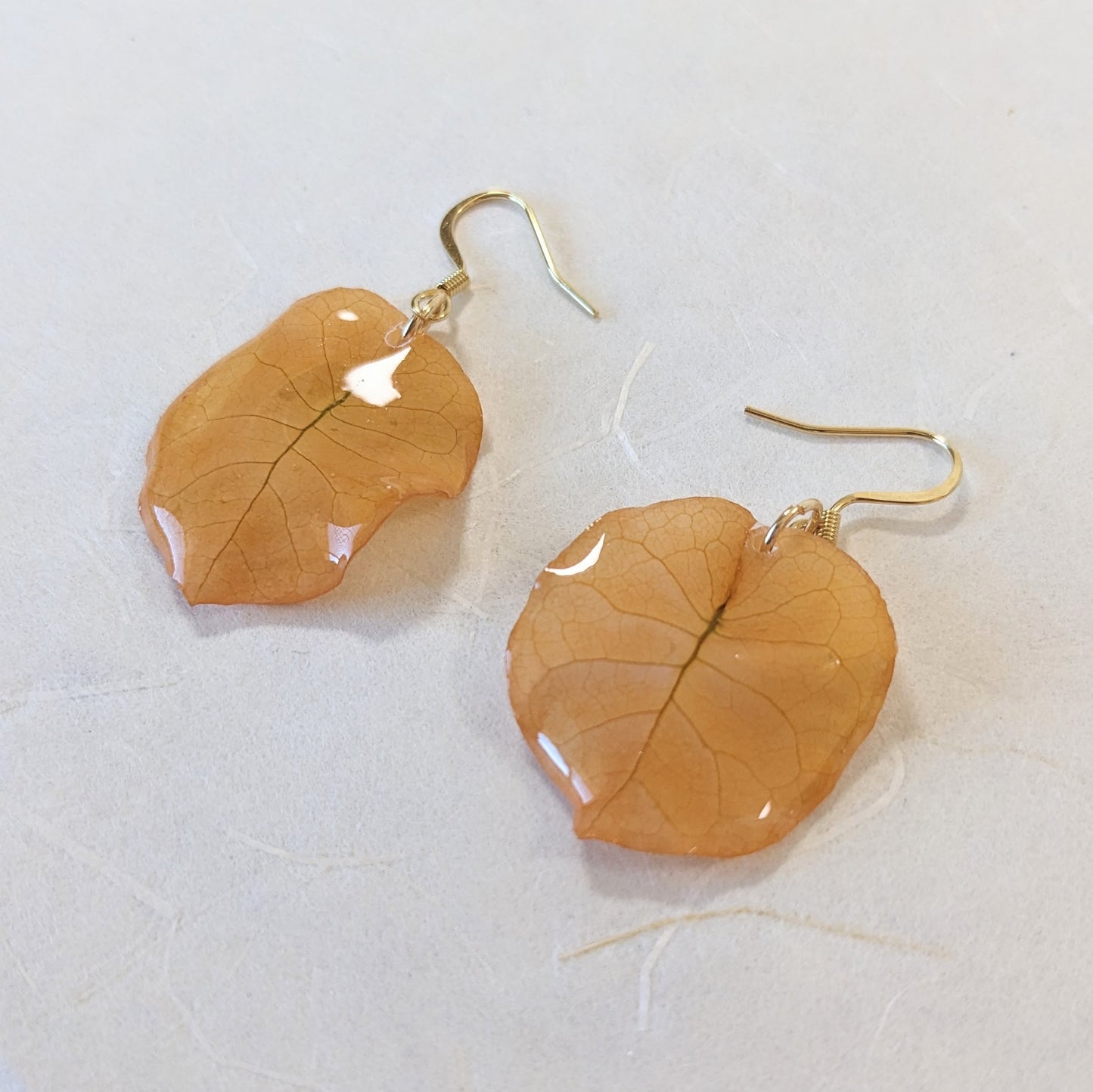 ( Real leaf jewelry ) Yellow Bougainvillea earrings