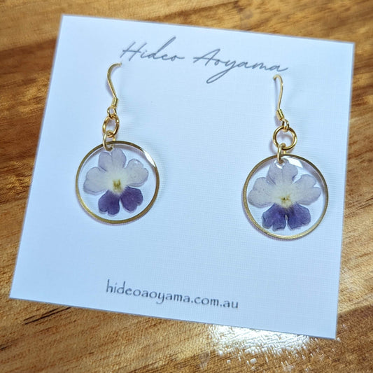 ( Real flower jewelry ) Blue verbena earrings