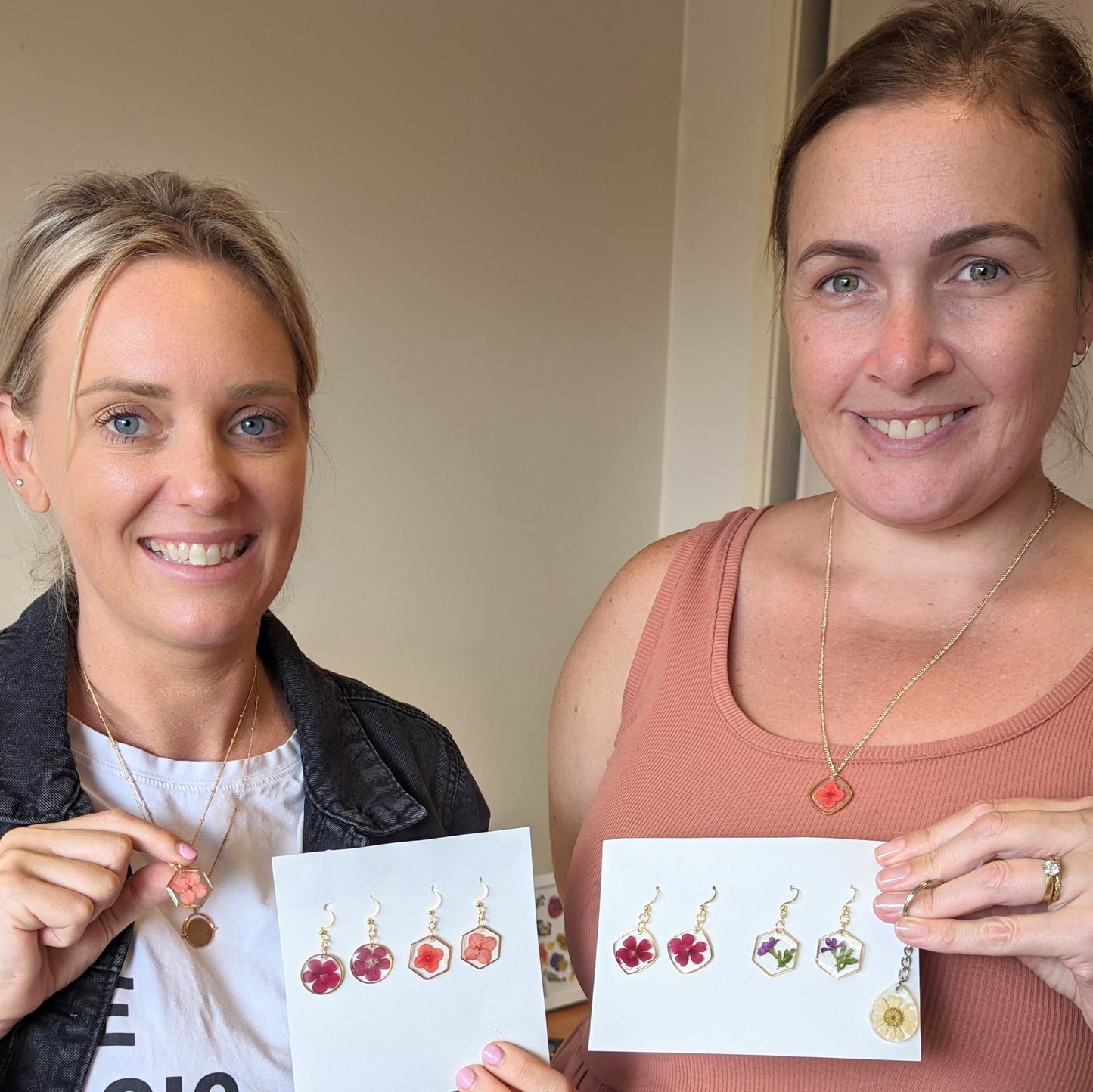 Resin jewellery making with pressed flowers